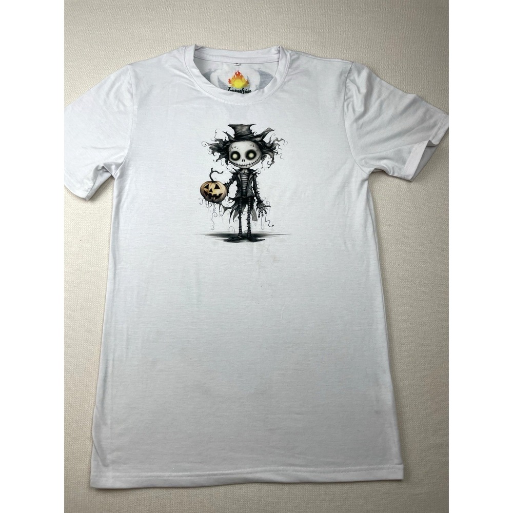Spooky Skeleton Graphic Tee Shirt Size S Gothcore Dark Fantasy Halloween Creepy